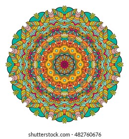 Mandala vector for art, coloring book, zendoodle. Hand drawn round zentangle for coloring book pages. Coloring mandala: invitation, t-shirt print, wedding card, scrapbooking and tattoo