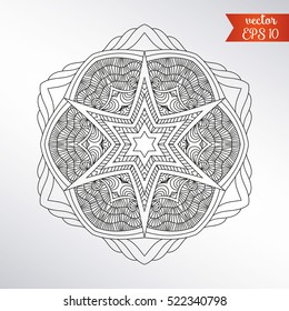 Mandala vector for art, coloring book, zendoodle. Round zentangle for coloring book pages, mandala design. Coloring book template. round ornament lace pattern for your design
