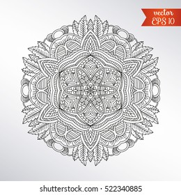 Mandala vector for art, coloring book, zendoodle. Round zentangle for coloring book pages, mandala design. Coloring book template. round ornament lace pattern for your design