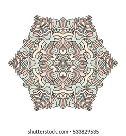 Mandala vector for art, coloring book, zendoodle. Hand drawn round zentangle for coloring book pages, mandala design. Coloring mandala for invitation, t-shirt print, wedding card, scrapbooking, tattoo