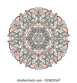 Mandala vector for art, coloring book, zendoodle. Hand drawn round zentangle for coloring book pages, mandala design. Coloring mandala for invitation, t-shirt print, wedding card, scrapbooking, tattoo