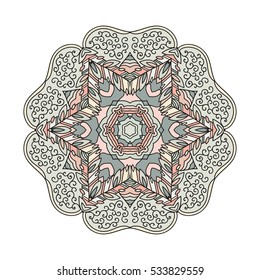 Mandala vector for art, coloring book, zendoodle. Hand drawn round zentangle for coloring book pages, mandala design. Coloring mandala for invitation, t-shirt print, wedding card, scrapbooking, tattoo
