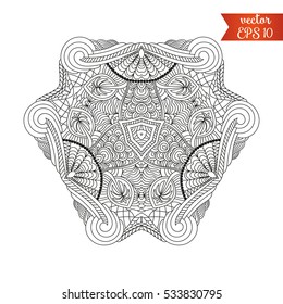 Mandala vector for art, coloring book, zendoodle. Round zentangle for coloring book pages, mandala design. Coloring book template. round ornament lace pattern for your design