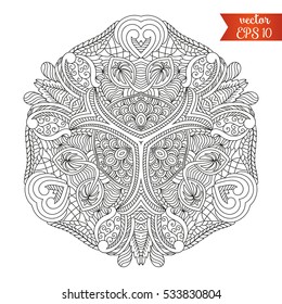 Mandala vector for art, coloring book, zendoodle. Round zentangle for coloring book pages, mandala design. Coloring book template. round ornament lace pattern for your design