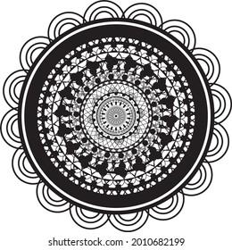 Mandala Vector Art Ethnic Henna o Tatuo floral de árabe y adecuado para la caligrafía decorativa Forma de contorno a arte tribal