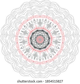 Ilustración de arte vectorial de Mandala. rojo y negro.