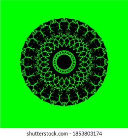 Mandala Vector Art on black and green light background