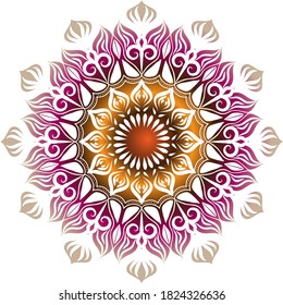 Diseño del patrón de arte del vector Mandala.diseño de mandala colorida.ilustración vectorial.