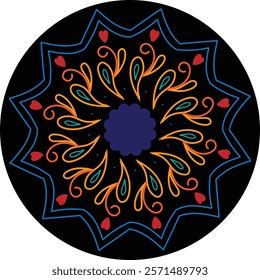 mandala vector art with peacock design