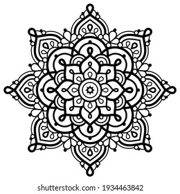 Mandala vector art star shapes inspired by bohemian designs from India - yoga, Zen, mindfulness concept. 
Modern geometric decoration in black and white - perfect for greeting card 