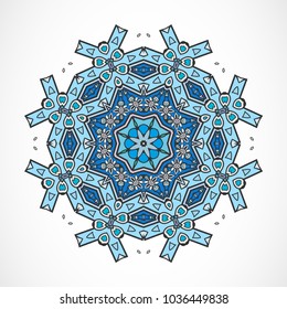 Mandala vector art. Stylized floral geometric pattern. Isolated design element, colorful abstract motif on white background. Tribal ethnic ornament for cards, fabric prints, interior decoration