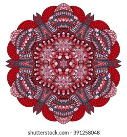 Mandala vector for art, zendoodle. Hand drawn round zentangle for coloring book pages, tribal mandala design. Ethnic coloring mandala: invitation, t-shirt print, wedding card, scrapbooking and tattoo