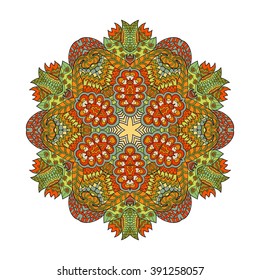Mandala vector for art, zendoodle. Hand drawn round zentangle for coloring book pages, tribal mandala design. Ethnic coloring mandala: invitation, t-shirt print, wedding card, scrapbooking and tattoo