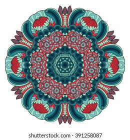Mandala vector for art, zendoodle. Hand drawn round zentangle for coloring book pages, tribal mandala design. Ethnic coloring mandala: invitation, t-shirt print, wedding card, scrapbooking and tattoo