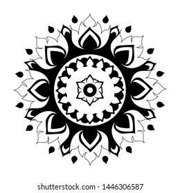 Mandala Vector, background, Black and White, style Thai. Hand draw, 