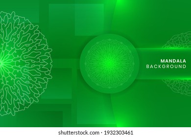 Fondo vectorial de Mandala. fondo de mandala verde abstracto. elemento decorativo para imprimir, afiche, portada, volante, pancarta