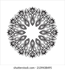 Mandala-Vektorgrafik, schwarz-weißer Umriss

