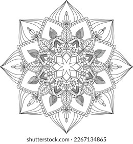 Mandala. Vector. Circular pattern in the form of a mandala. Coloring book page. Flower Mandalas. Vintage decorative elements. Mandala Coloring Pages. Adult Coloring Pages. Pattern Coloring Page.