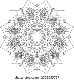 Mandala. Vector. Circular pattern in the form of a mandala. Coloring book page. Flower Mandalas. Vintage decorative elements. Mandala Coloring Pages. Adult Coloring Pages. Pattern Coloring Page.