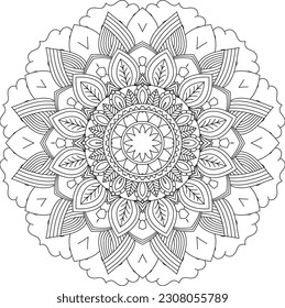 Mandala. Vector. Circular pattern in the form of a mandala. Coloring book page. Flower Mandalas. Vintage decorative elements. Mandala Coloring Pages. Adult Coloring Pages. Pattern Coloring Page.