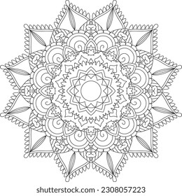 Mandala. Vector. Circular pattern in the form of a mandala. Coloring book page. Flower Mandalas. Vintage decorative elements. Mandala Coloring Pages. Adult Coloring Pages. Pattern Coloring Page.