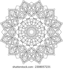 Mandala. Vector. Circular pattern in the form of a mandala. Coloring book page. Flower Mandalas. Vintage decorative elements. Mandala Coloring Pages. Adult Coloring Pages. Pattern Coloring Page.