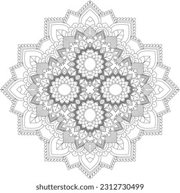 Mandala. Vector. Circular pattern in the form of a mandala. Coloring book page. Flower Mandalas. Vintage decorative elements. Mandala Coloring Pages. Adult Coloring Pages. Pattern Coloring Page.