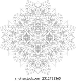 Mandala. Vector. Circular pattern in the form of a mandala. Coloring book page. Flower Mandalas. Vintage decorative elements. Mandala Coloring Pages. Adult Coloring Pages. Pattern Coloring Page.