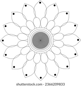 mandala vector, Circular pattern in form of mandala for Henna Mehndi or tattoo decoration. Decorative ornament in ethnic oriental style, vector illustration. Coloring book page.
