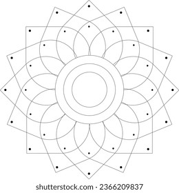 mandala vector, Circular pattern in form of mandala for Henna Mehndi or tattoo decoration. Decorative ornament in ethnic oriental style, vector illustration. Coloring book page.
