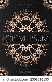 Mandala vector cover design template gold line style