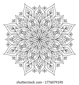 Mandala. Vector decorative elements. Oriental pattern, vector illustration. Black and white. Design for coloring book, tattoo, greeting card, yoga and meditation.