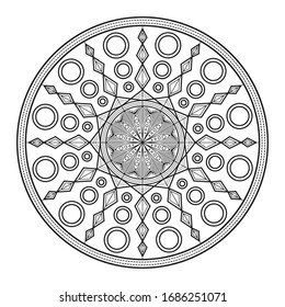 Diseño vectorial Mandala con temática de cristal blanco y negro, adecuado para imprimir, trazar, tatuar, colorear libro, etc.
