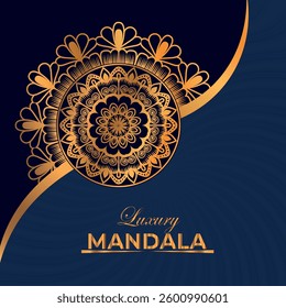 Mandala vector design in blue background.
