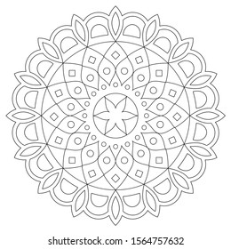 Mandala vector design, bohemian zen stroke pattern , Asian ethnic design in black and white perfect for adults coloring book. 
Mandalas illustration boho, zen style with geometric shapes, monochrome 