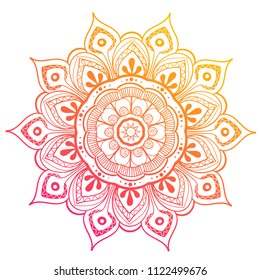 Mandala Vector Design Element. Round ornament decoration. Colorful flower pattern. Stylized floral motif. Complex flourish weave medallion. Tattoo print