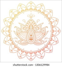Mandala Vector Design Element. Round ornament decoration. Colorful Lotus flower illustration. Stylized floral motif. Tattoo print