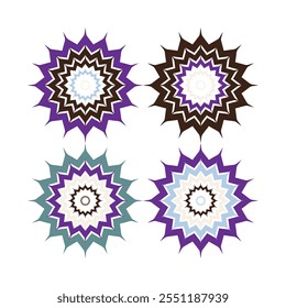 Elementos de design de vetor Mandala. Decoração de ornamentos redondos. Padrões florais coloridos. Motivo floral estilizado para meditação logotipo ioga. Impressão de tatuagem, ilustrações de coloração.
