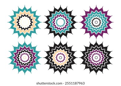 Mandala Vector Design Elements. Round ornament decoration. Colorful flower patterns. Stylized floral motif for meditation yoga logo. Tattoo print, coloring illustrations.
