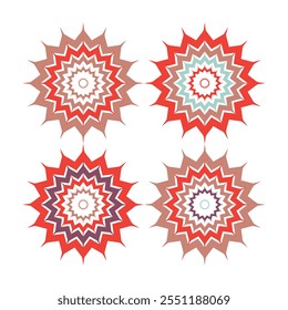 Mandala Vector Design Elements. Round ornament decoration. Colorful flower patterns. Stylized floral motif for meditation yoga logo. Tattoo print, coloring illustrations.
