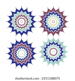 Mandala Vector Design Elements. Round ornament decoration. Colorful flower patterns. Stylized floral motif for meditation yoga logo. Tattoo print, coloring illustrations.
