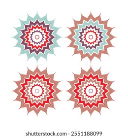 Mandala Vector Design Elements. Round ornament decoration. Colorful flower patterns. Stylized floral motif for meditation yoga logo. Tattoo print, coloring illustrations.
