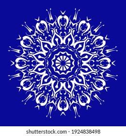 diseño de vector mandala sobre fondo azul blanco