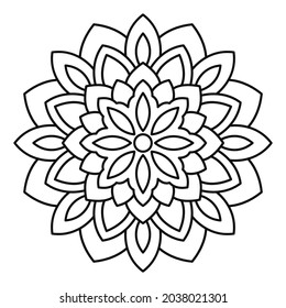 Diseño de vectores de Mandala. El decorativo ornamento oriental redondo se puede utilizar para la meditación, la terapia de estrés y una página de coloración.