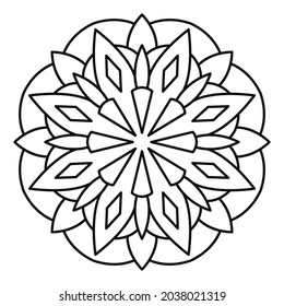 Mandala Vector Design. The Oriental decorative round ornament can be used for meditation background, stress therapy, and a coloring page.
