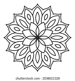Mandala Vector Design. Das orientalische Dekor rund um die Dekoration kann für meditativen Hintergrund, Stresstherapie und eine Farbseite verwendet werden.