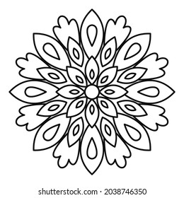 Diseño de vectores de Mandala. El decorativo ornamento oriental redondo se puede utilizar para la meditación, la terapia de estrés y una página de coloración.
