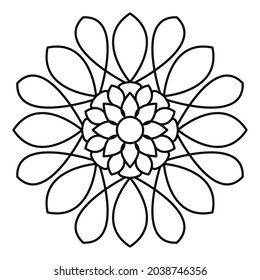 Diseño de vectores de Mandala. El decorativo ornamento oriental redondo se puede utilizar para la meditación, la terapia de estrés y una página de coloración.