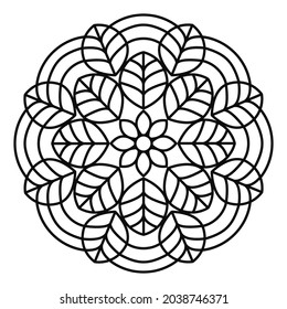 Diseño de vectores de Mandala. El decorativo ornamento oriental redondo se puede utilizar para la meditación, la terapia de estrés y una página de coloración.