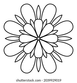 Mandala Vector Design. Das orientalische Dekor rund um die Dekoration kann für meditativen Hintergrund, Stresstherapie und eine Farbseite verwendet werden.